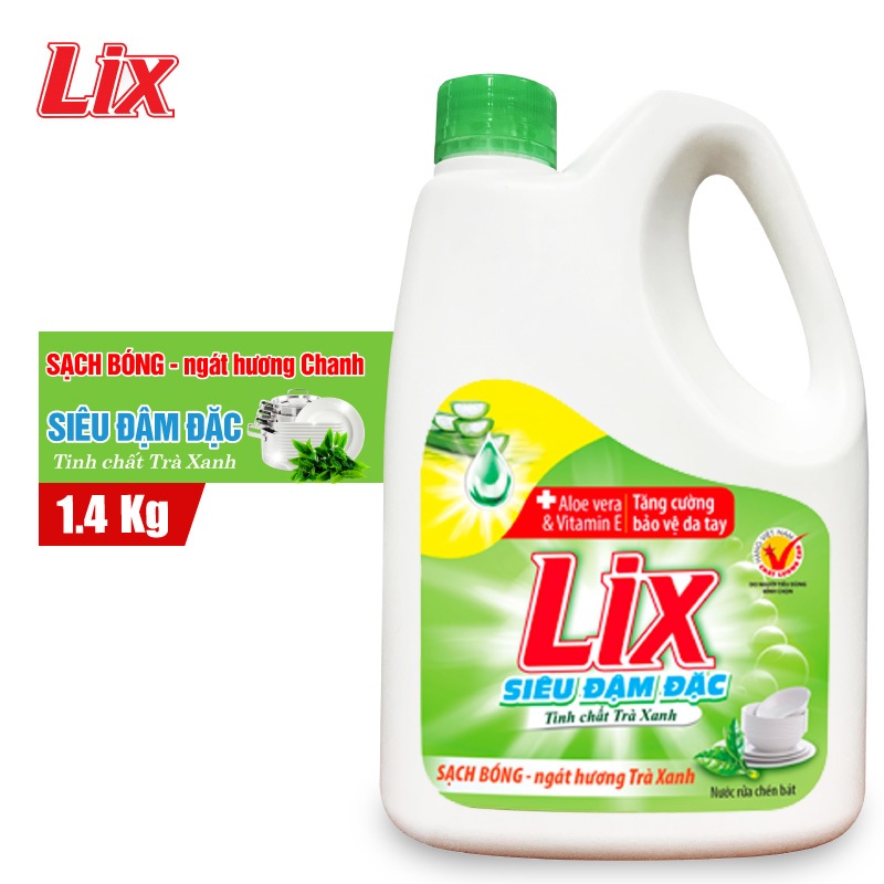 Nước rửa chén Lix siêu đậm đặc hương trà xanh 1.4Kg NT140