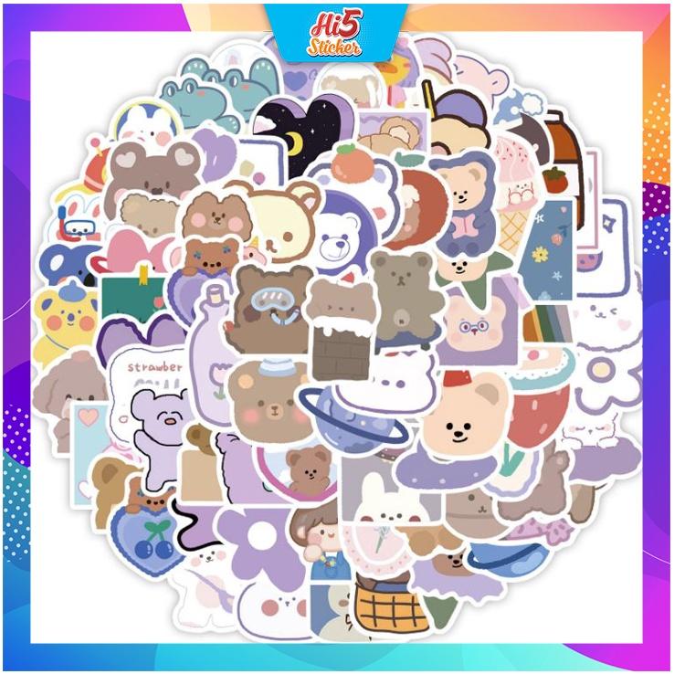 Sticker Hình Dán Trang Trí Gấu hoạt hình dễ thương ms#218