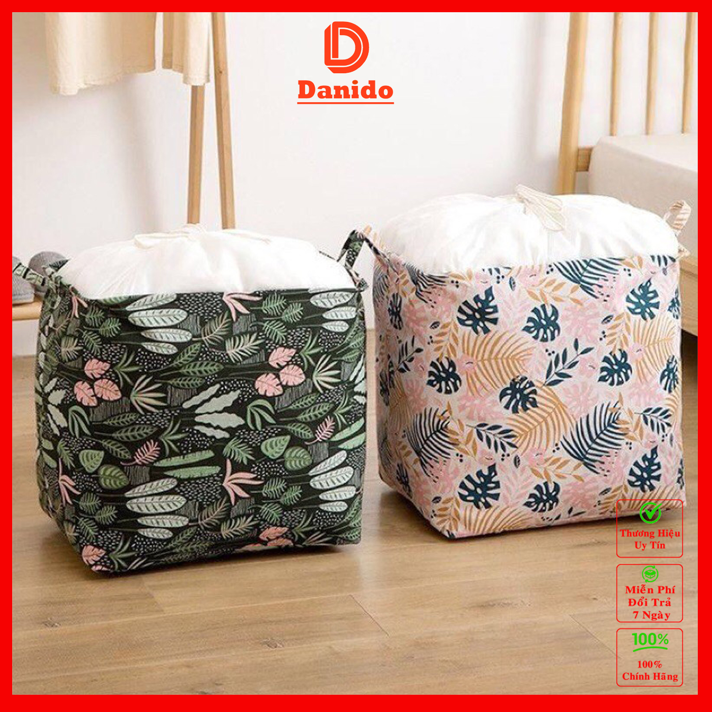 Combo 2 Túi Bạt Đựng Quần Áo, Chăn Mền Chống Thấm Nước, Bộ 2 Giỏ Sọt Đựng Đồ Dơ Họa Tiết Vintage miDoctor