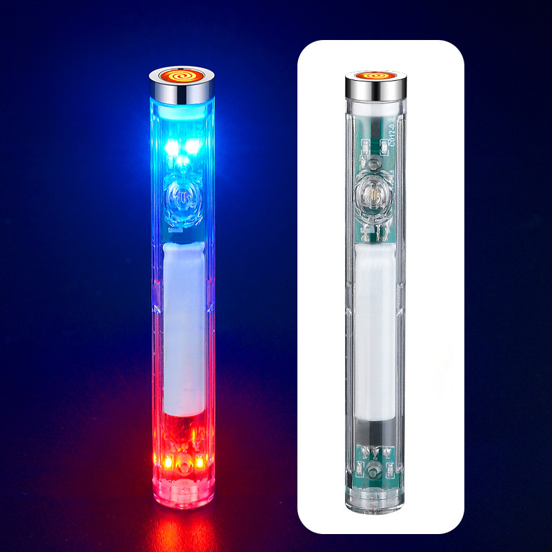 Bật Lửa Điện Chiết Hỏa Tử Trong Suốt Có Đèn LED Nhấp Nháy – Sạc Điện