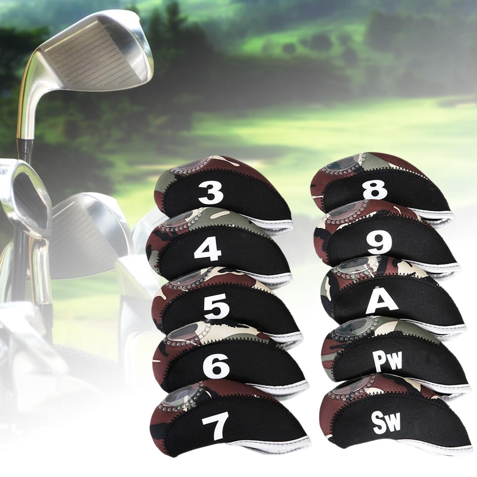 10Pcs Golf Iron Covers Set Golf Club Head Cover Fit Most Irons 3,4,5,6,7,8,9,A,P,S with Number