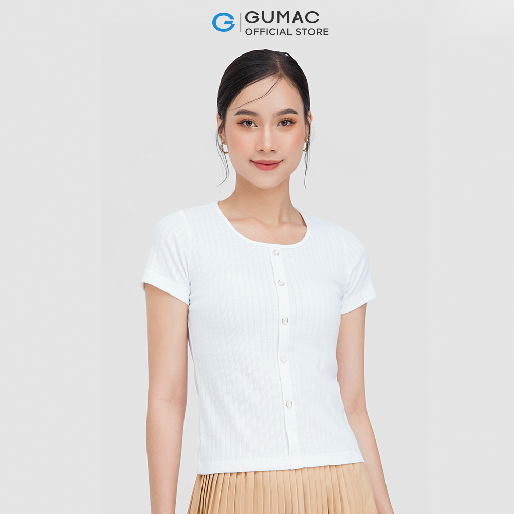 Áo thun nữ GUMAC ATC05030 form ôm chất liệu thun gân co giãn tốt