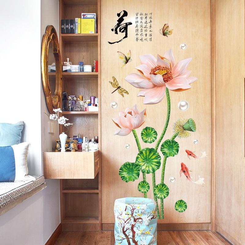 Combo 4 decal dán tường hoa lá