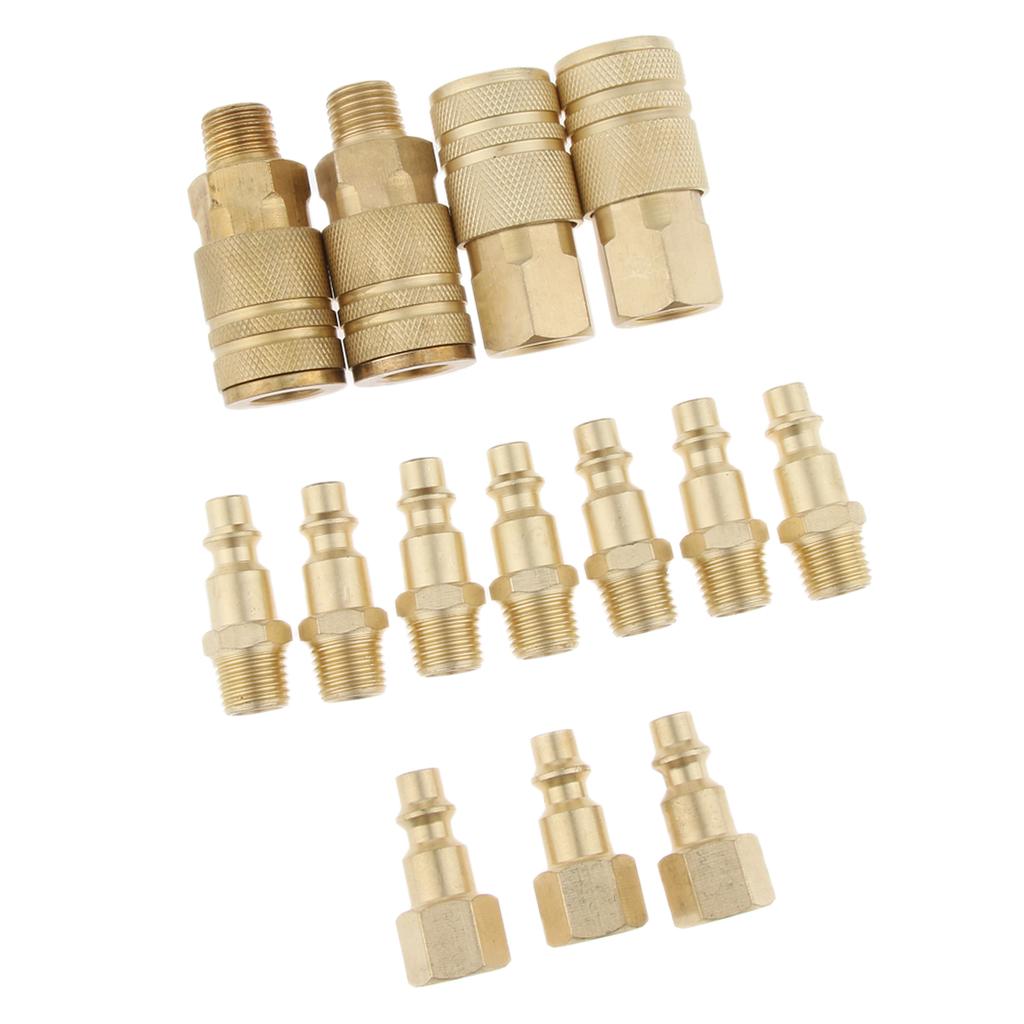 14 Miếng Đầu Nối Nhanh Bộ Không Khí Đầu Nối Ống Phụ Kiện 1/4 NPT Dụng Cụ Cắm