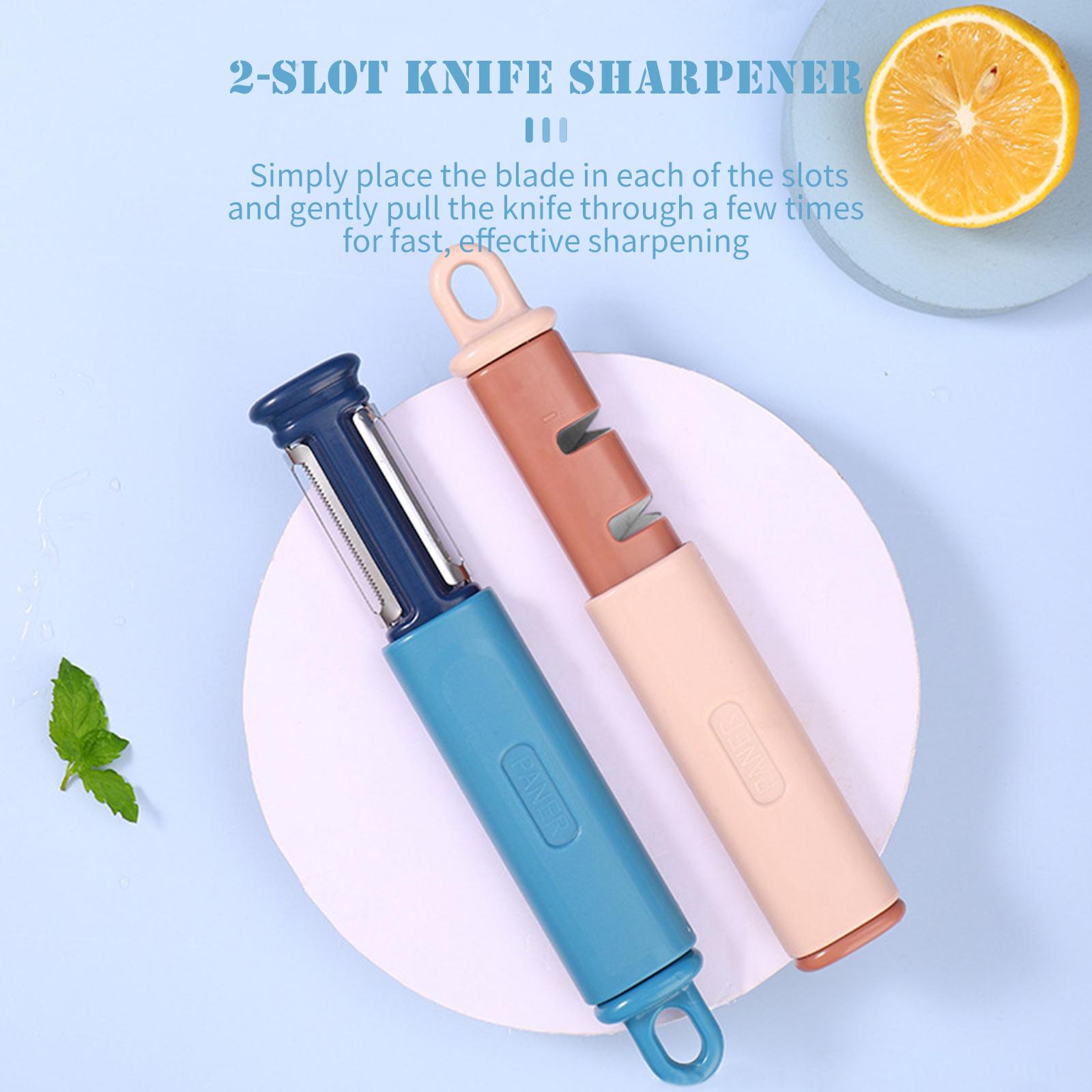 2 In 1 Peeler & Knife Sharpener Multifunctional Vegetable & Fruit Peeler Kitchen Stainless Steel Swivel Peeler