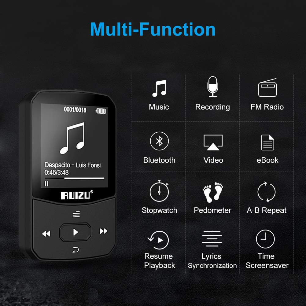 Máy Nghe Nhạc thể thao MP3 Sport Bluetooth 4.1 Ruizu X52 Bộ Nhớ Trong 8GB - Hàng chính hãng