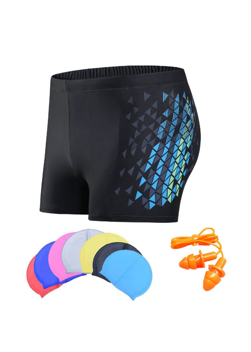 Quần bơi nam Boxer YESURE  Chất liệu  polyester Spandex cao cấp , chống thấm , nhanh khô form Fitness thời trang (Tặng kèm nón bơi + bịt tai silicon)