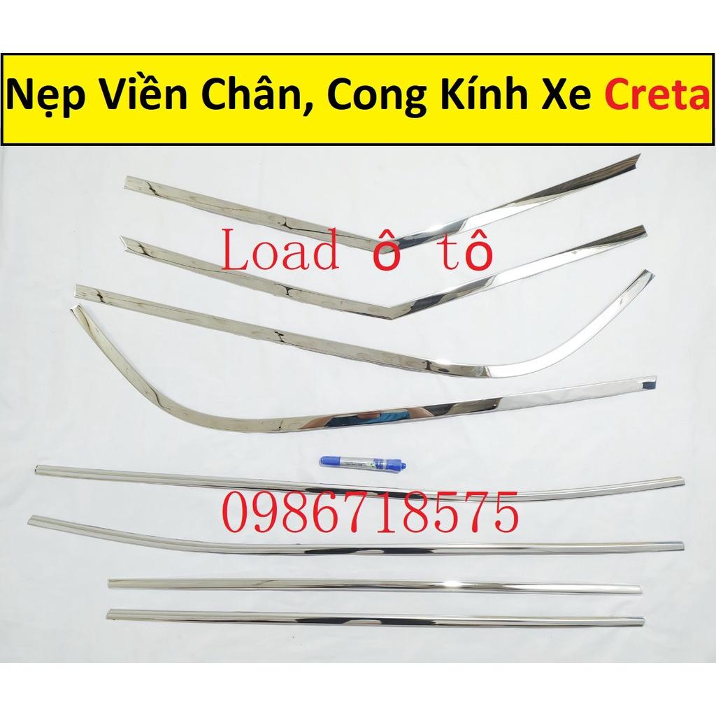 Nẹp Viền Chân Kính, Cong Kính Xe Huyndai CRETA 2022-23 Mẫu Inox 304 Sáng Bóng Cao Cấp