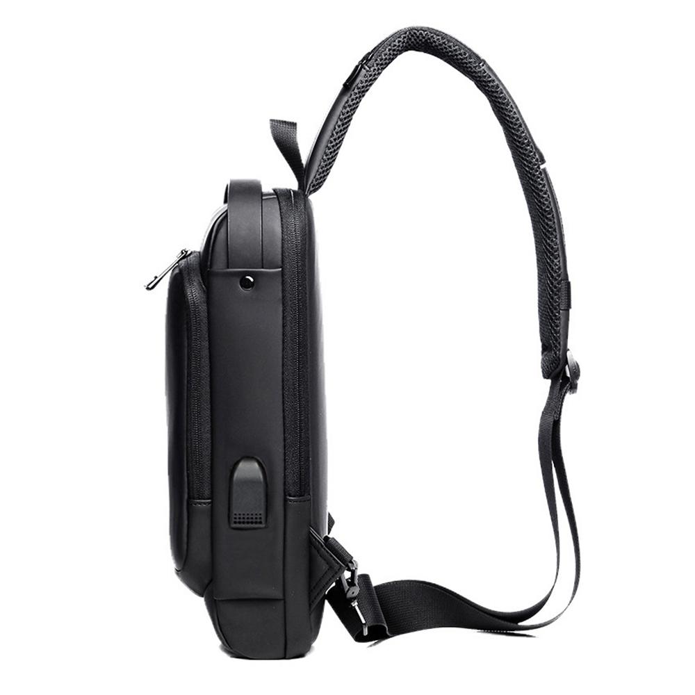 Men Sling Bag Pack with Lock Waterproof Anti-theft Chest Bag with USB Charging Port Shoulder Bag Crossbody Backpack
