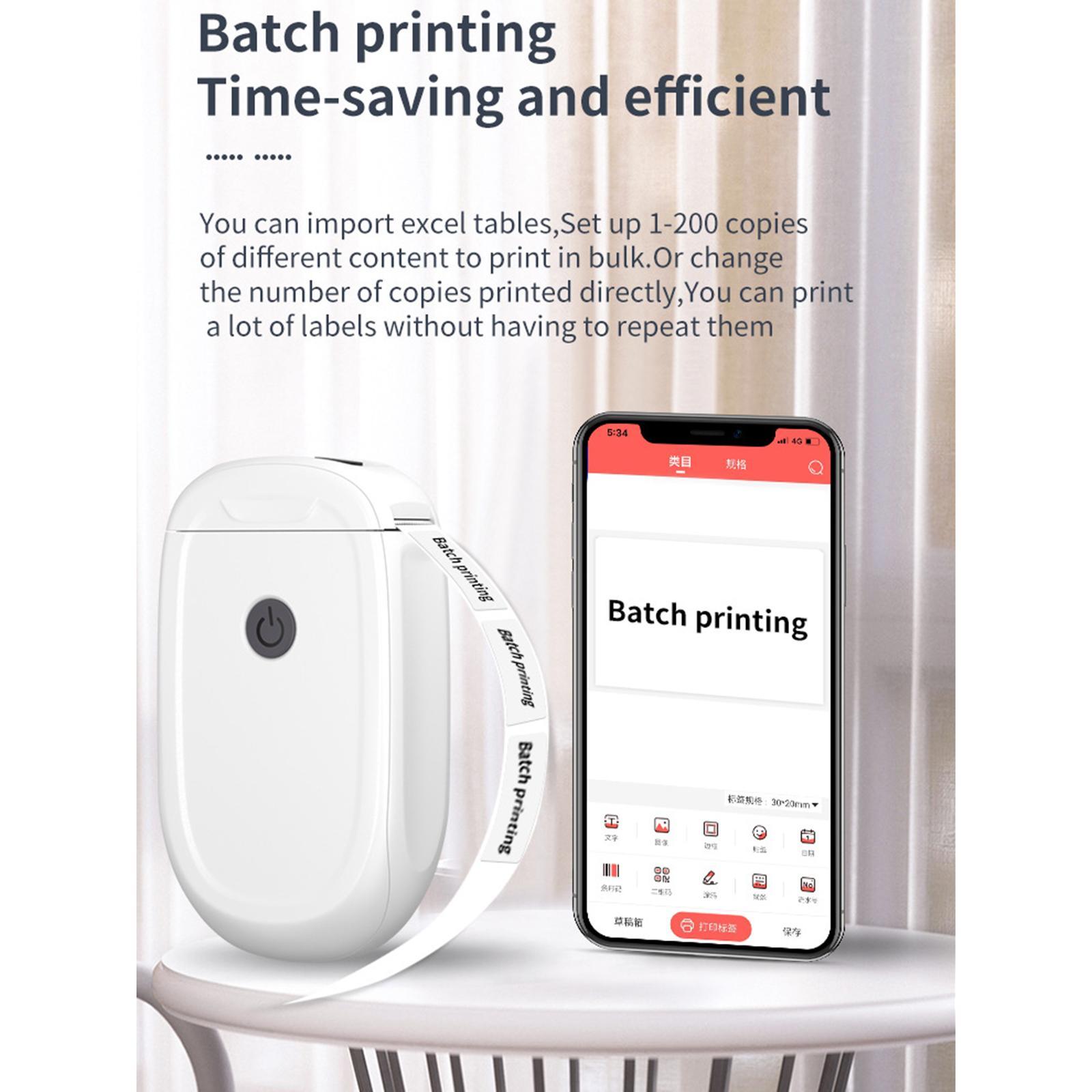 Thermal Label Printer Mini Small Portable Label Printer High Speed Printing Compatible with Print Commands Set, Easy to Setup