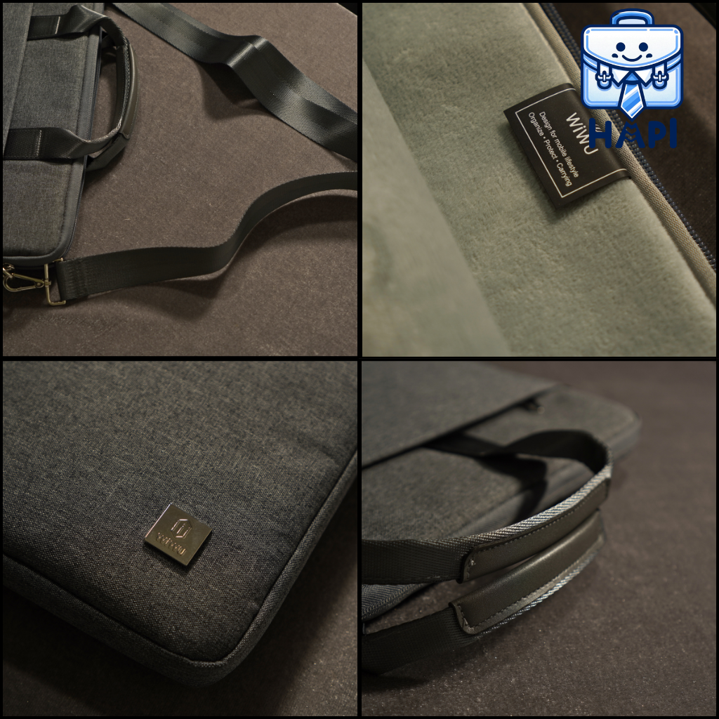 Túi hàng chính hãng WIWU Minimalist Laptop Bag II Wi-MLBII 14 inch, 15.6 inch: Trượt nước, chống sốc, ngăn phụ kiện