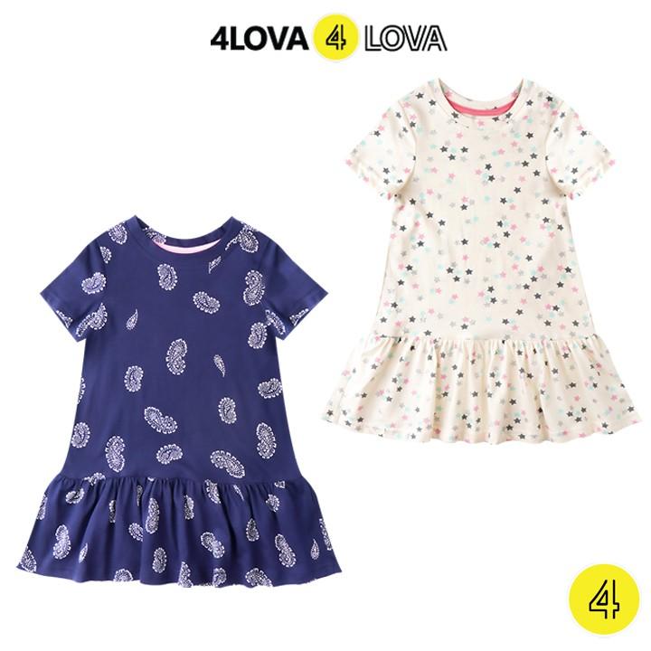 Váy cho bé gái 4LOVA chất thun cotton hoạt hình dễ thương từ 1- 8 tuổi