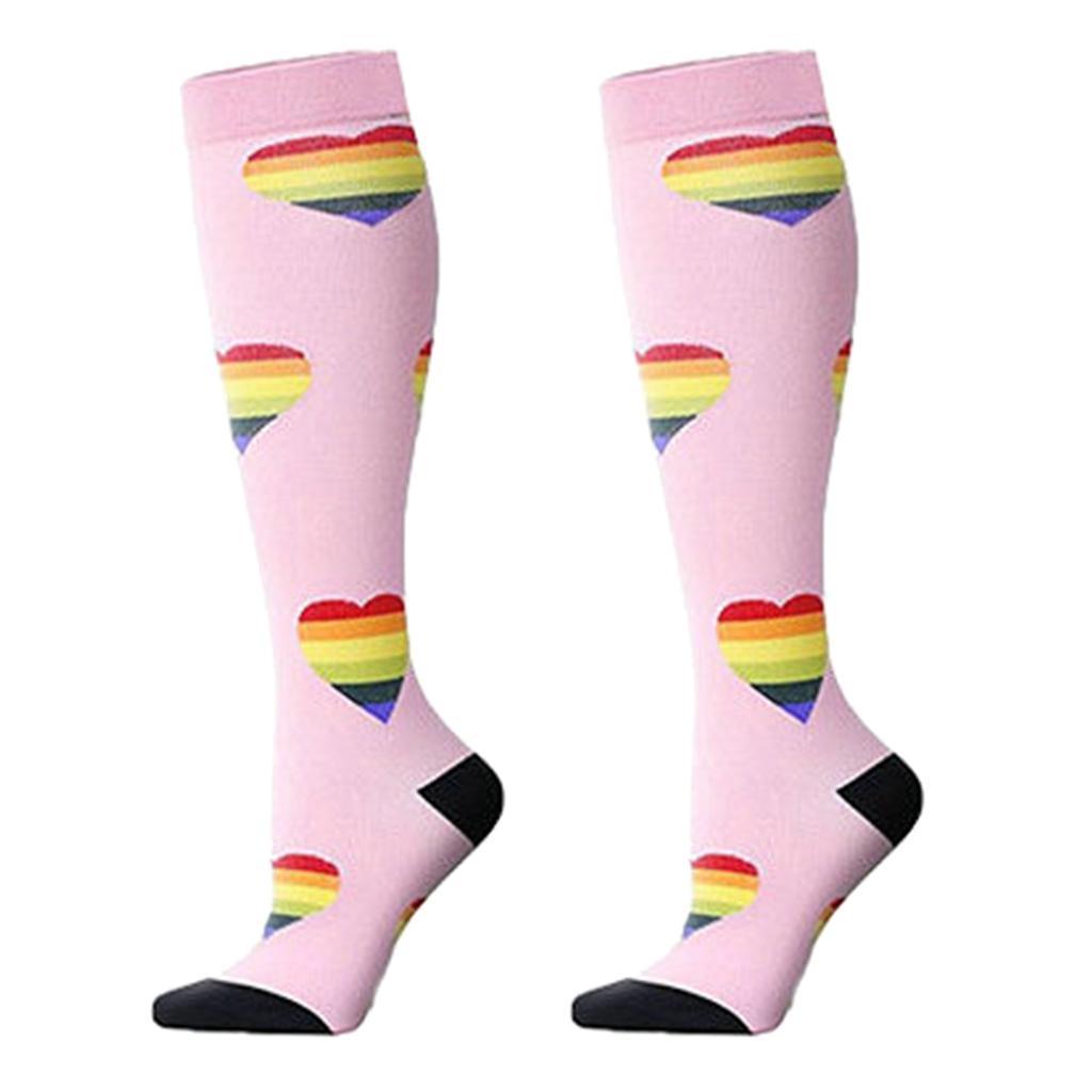 1 Pair Women Sports Leg Support Sleeves Compression Socks Pink Blue Gray M/S XL/L