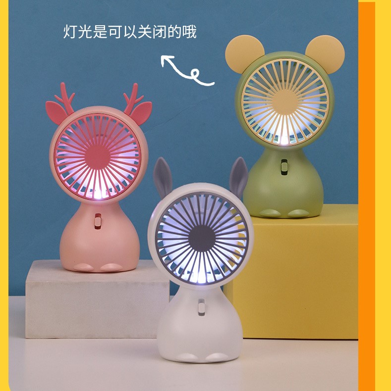 Quạt Mini Cầm Tay, Quạt USB Có Đèn Led Animal Ngồi Dễ Thương - Nhiều Mẫu