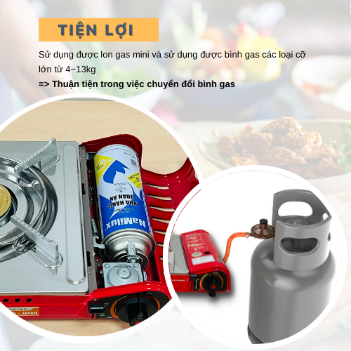 Bếp Gas 2 Chiều NaMilux NH-P2915PS│Sử Dụng Được Lon Gas Mini Và Bình Gas Lớn (4-12 Kg)│Van Ngắt Gas An Toàn 2 Cấp (Double Safety)│Hàng Chính Hãng