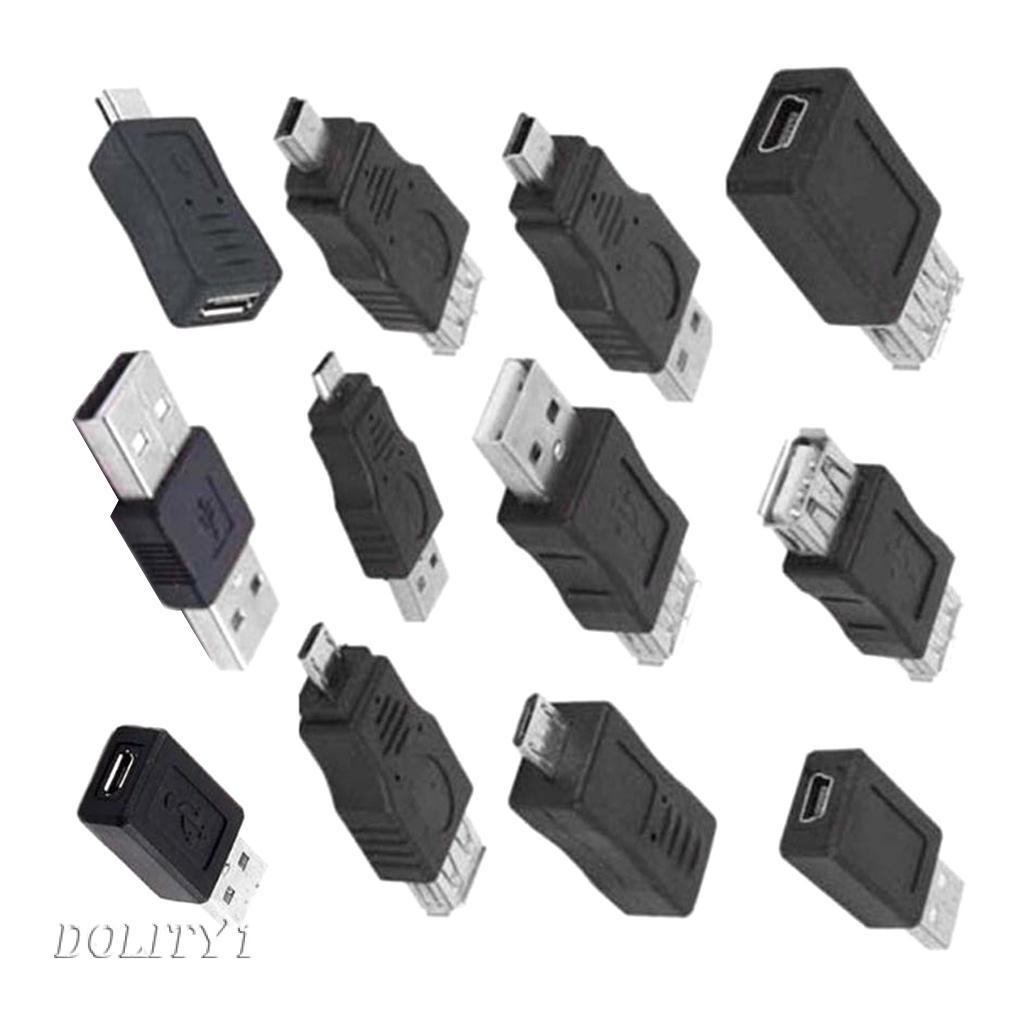 12 bộ chuyển đổi OTG USB 2.0 A nam sang nữ Micro USB Micro-B Mini-B chất lượng cao