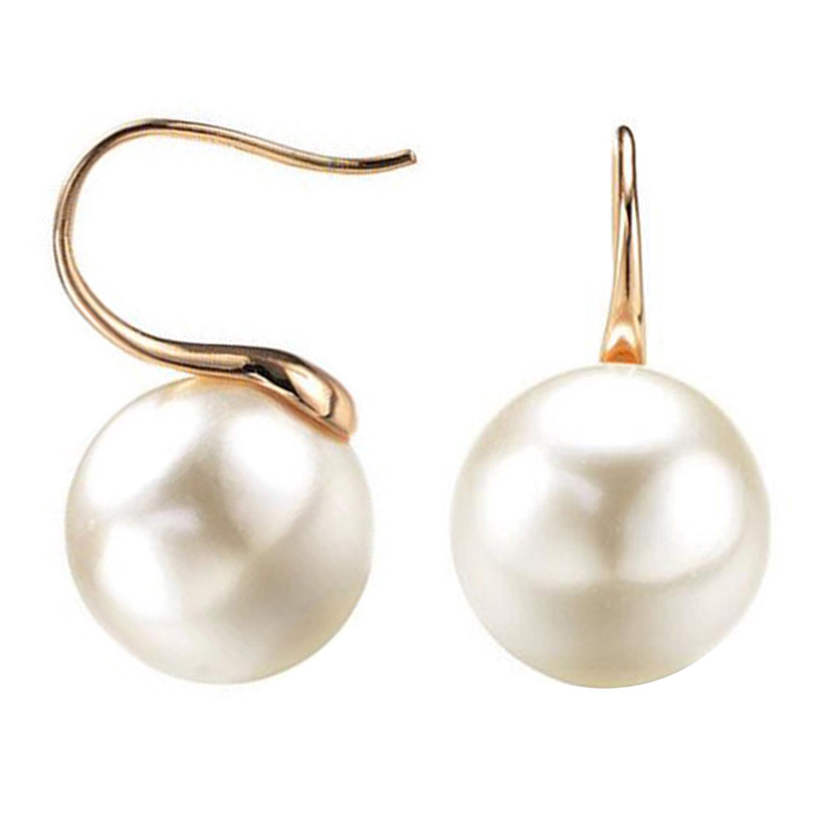 Pearl Earrings Faux Classic Elegant Ear Hook Jewelry Drop Earrings Women