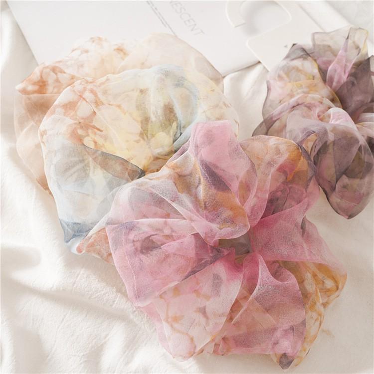 Dây Cột Tóc Scrunchies Màu Loang Tiểu Thư HOT TREND Bản To Vải VOAN - DT013
