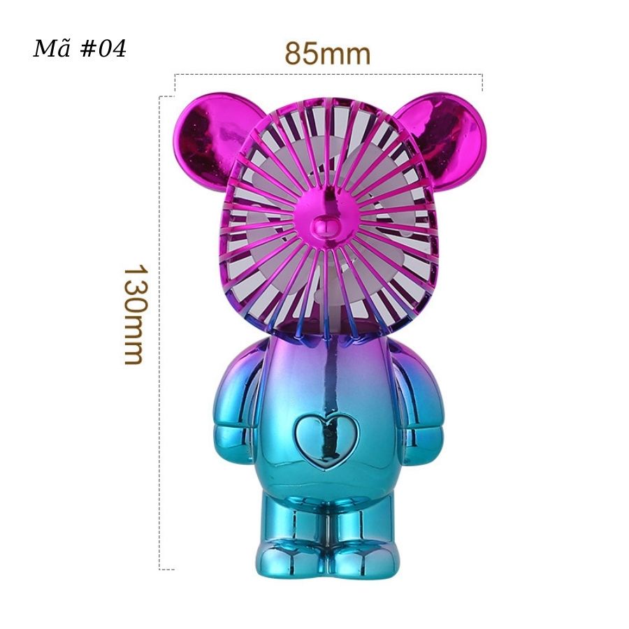 Quạt Mini Cầm Tay Bearbrick, Quạt Tích Điện Mini Để Bàn Decor Siêu Dễ Thương Có Sạc USB - Hàng Loại 1.  CHính Hãng MINIIN