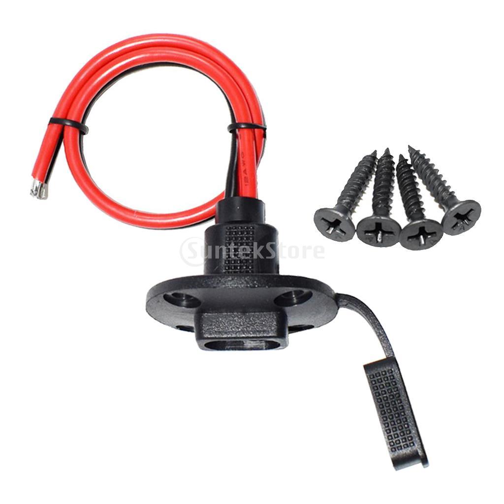 4 Pieces Solar 30cm SAE Socket Sidewall Port Cable Connector with 4 Screws