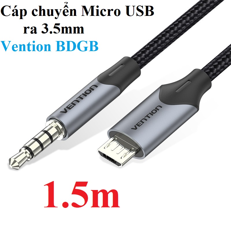 [Micro USB ra 3.5] Cáp kết nối cổng âm thanh Micro USB sang 3.5mm Vention BDG - Hàng chính hãng