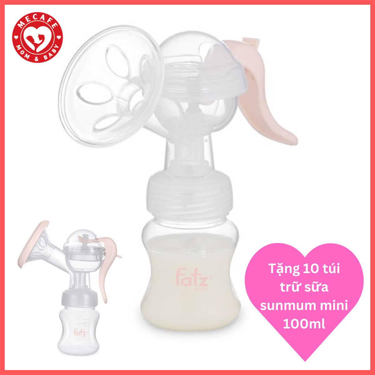 Máy hút sữa tay Fatzbaby handy 1 tặng 10 túi trữ sữa sunmum mini