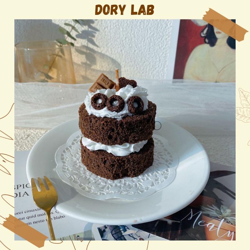 Nến Thơm Bánh Kem Sô-cô-la Mix Topping 2 Tầng Handmade, Quà Tặng Sinh Nhật - Dory Lab