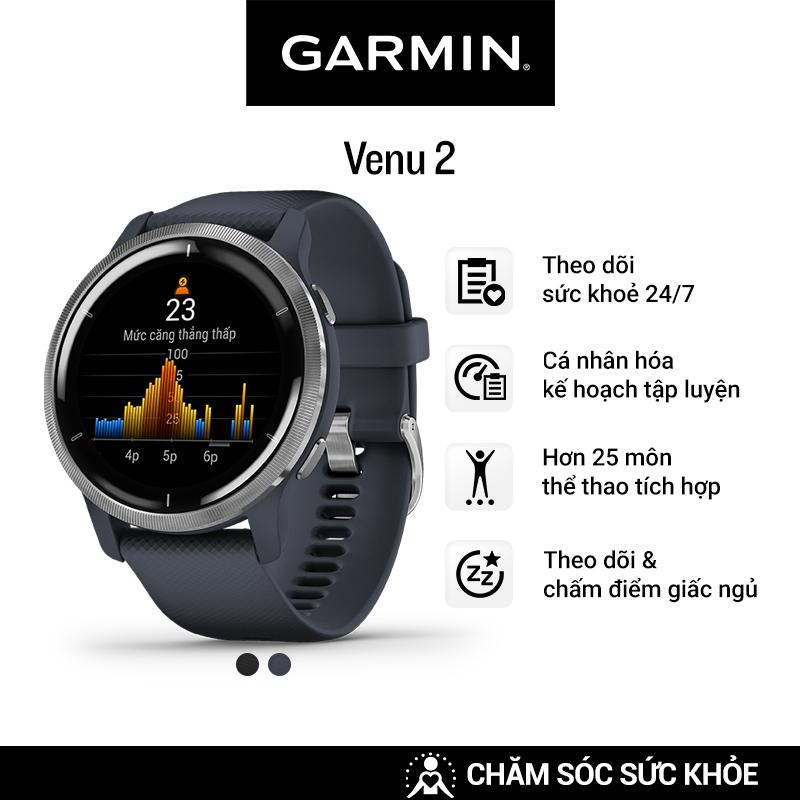 Đồng Hồ Thông Minh Garmin Venu 2 GPS Wifi (Blue Granite/Black) - Hàng Chính Hãng