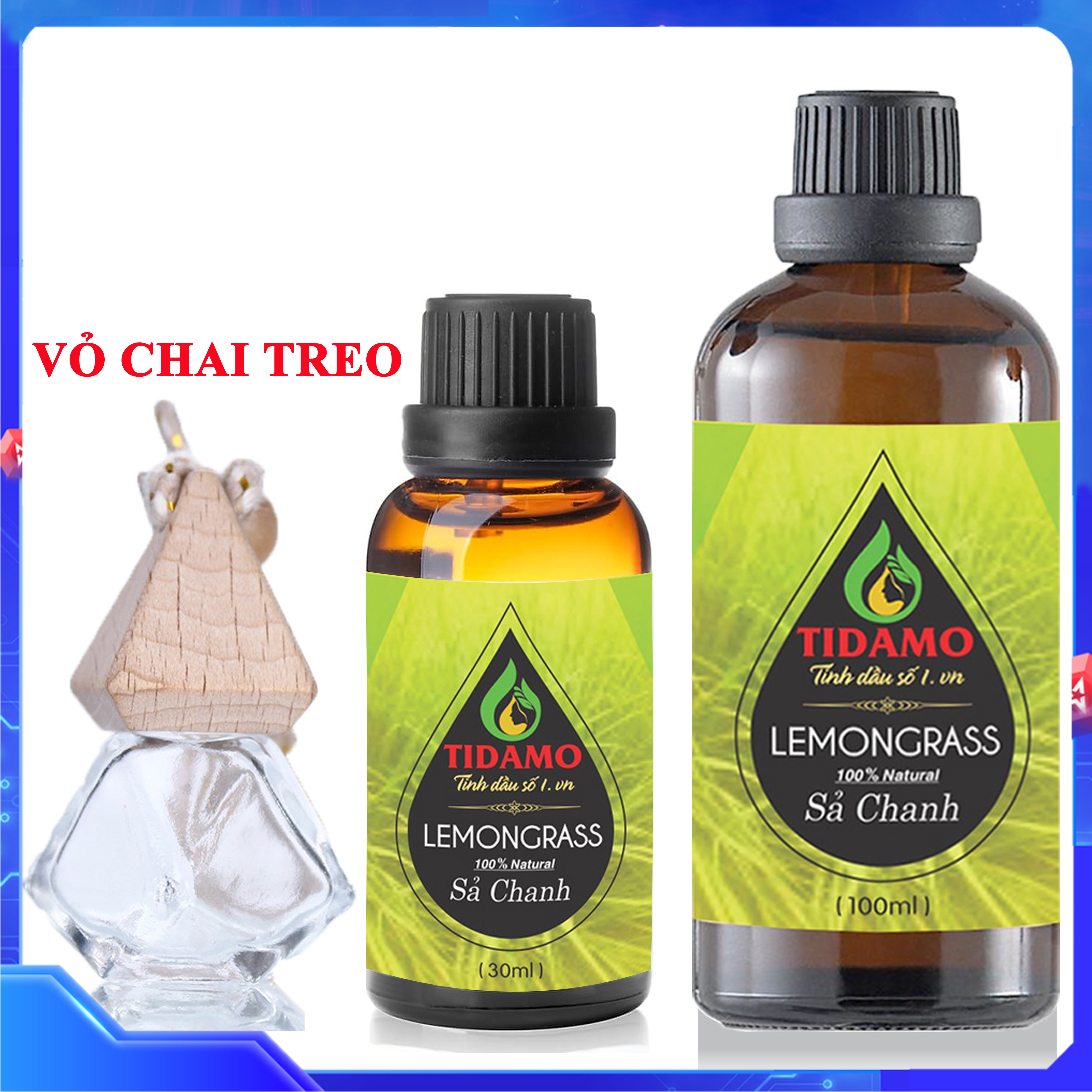 Tinh Dầu Sả Chanh Nguyên Chất TIDAMO, Tự Chọn Dung Tích | Chính Hãng, Có Kiểm Nghiệm | Tinh Dầu Xông Phòng Cao Cấp 100% Thiên Nhiên, An Toàn Cho Trẻ, Khử Mùi, Kháng Khuẩn, Đuổi Muỗi, Giải Cảm