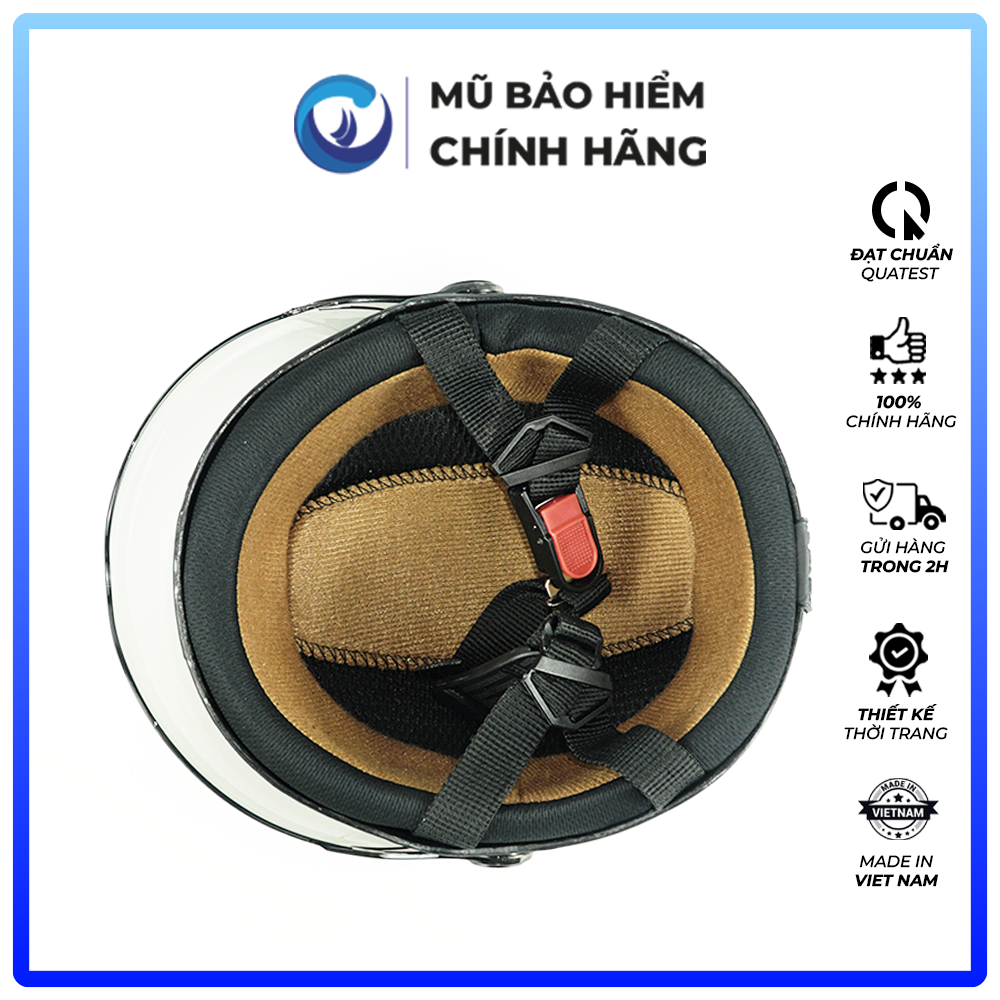 Mũ bảo hiểm 1/2 Nửa đầu BLUE SEA - Nhựa ABS Nguyên sinh - Kính - SƠN NHÁM - A104K - FREESIZE - Chính hãng