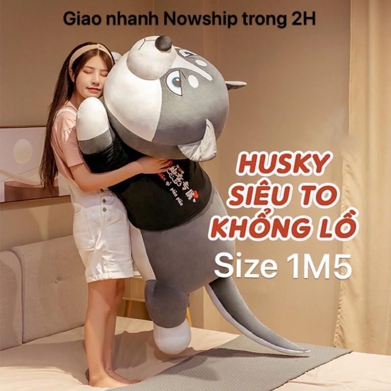 Gấu bông Chó husky, chó ngáo size 1M5 Siêu to khổng lồ