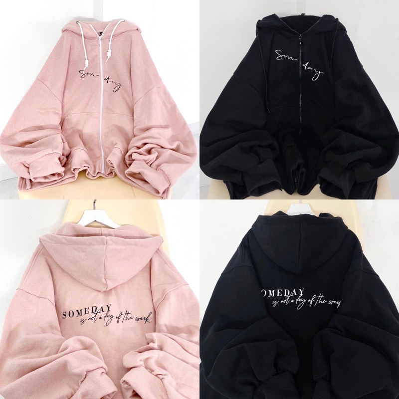 Áo Khoác Nỉ Ngoại Tay Phồng in Sunday Ulzzang ️ Áo Khoác Hoodie Zip Chất Đẹp Như Ảnh, Áo khoác hoodie phong cách Hàn Quốc in chữ Sunday chất nỉ bông đẹp, form rộng rãi dành cho cả nam và nữ, Áo khoác nỉ lót bông Sunday unisex