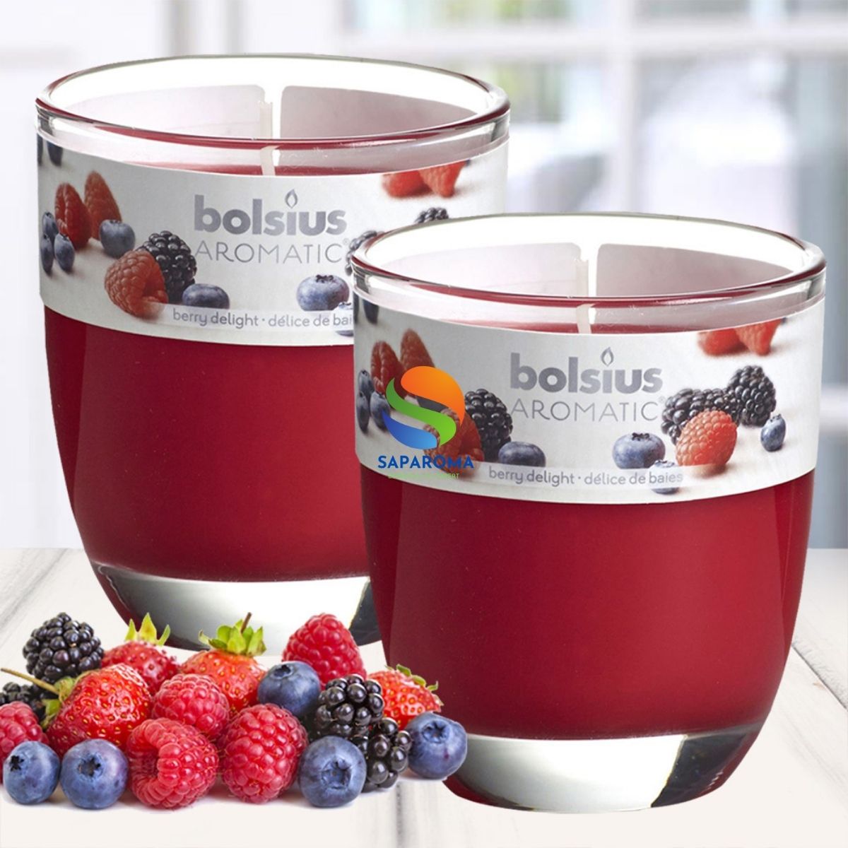 Combo 2 ly nến thơm tinh dầu Bolsius Berry Delight 105g - hương quả ngọt, nến trang trí, thơm phòng, thư giãn, hỗ trợ khử mùi