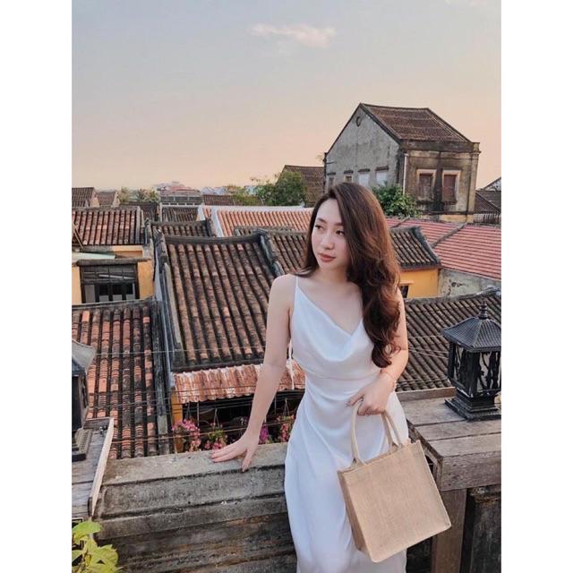 ANH THAT- ảnh cuối Đầm maxi cổ đổ Hara chất lụa lở lưng