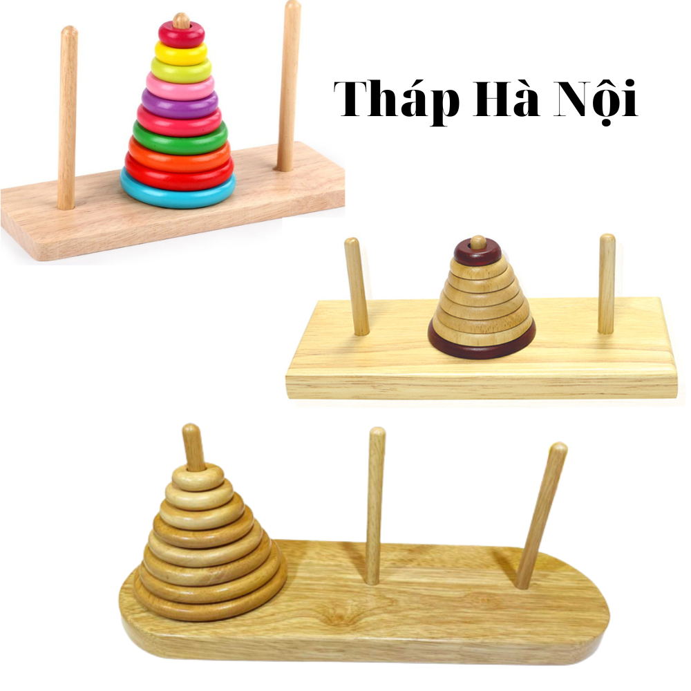 Tháp Hà Nội size lớn | Tháp dời 8 vòng và 10 vòng màu game giải đố trí tuệ