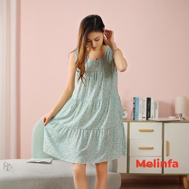 Váy ngủ ba lỗ, đầm ngủ mặc nhà freesize xếp tầng trẻ trung vải lanh lụa cotton tự nhiên thoáng mát nhiều màu mã VAV0265