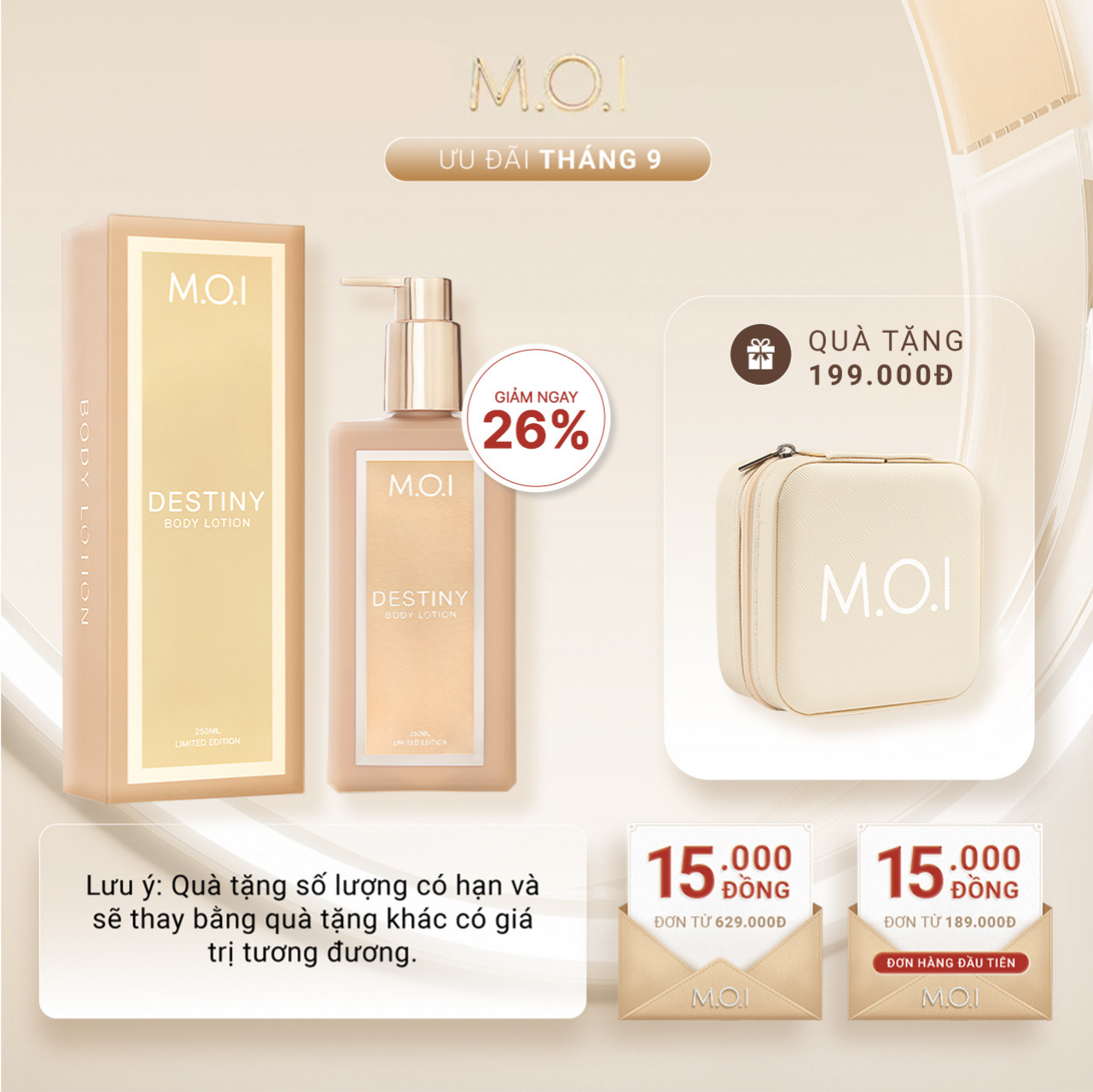 Sữa dưỡng thể sáng da hương nước hoa M.O.I  Destiny 250ml