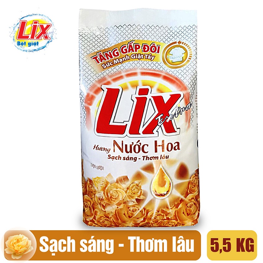 Bột Giặt LIX Extra Hương Nước Hoa 5.5Kg EH554 - Tăng Gấp Đôi Sức Mạnh Giặt Tẩy