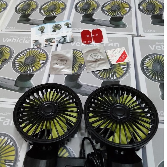 Quạt máy đôi 12v, 24v xoay 360 tiện ích trên ô tô, xe hơi văn phòng cao cấp mẫu mới loại tốt gió mạnh