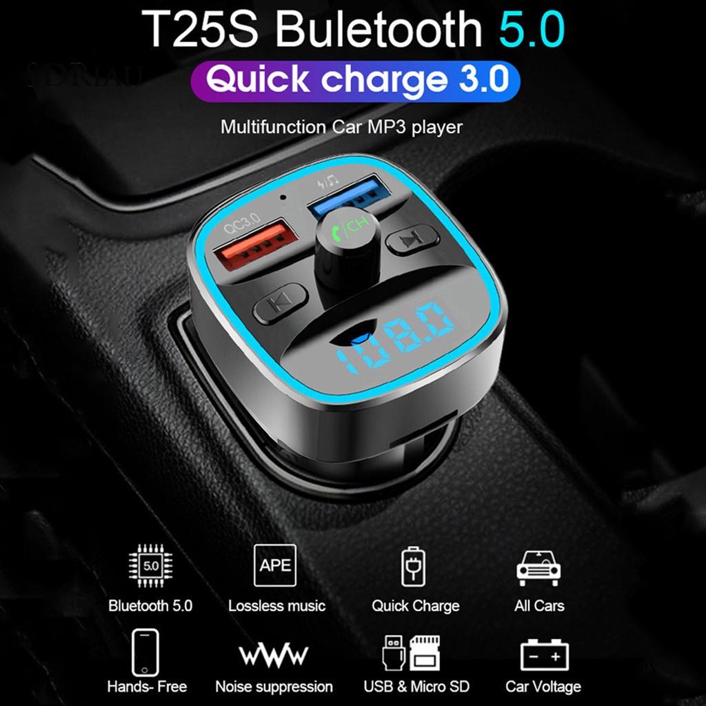 *QCDZ* T25S Car MP3 Player Support U Disk TF Card Universal Square QC3.0 Audio Receiver Charger FM Transmitter for Auto