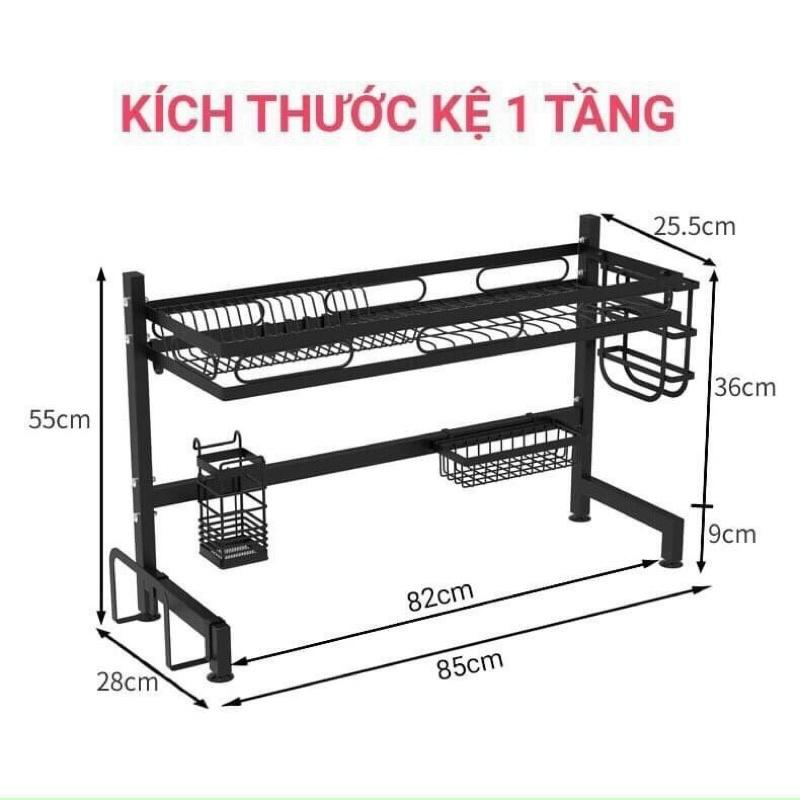 Kệ Để Chén Đĩa Thông Minh Trên Bồn Rửa Bát Sơn Đen Tĩnh Điện Cao Cấp