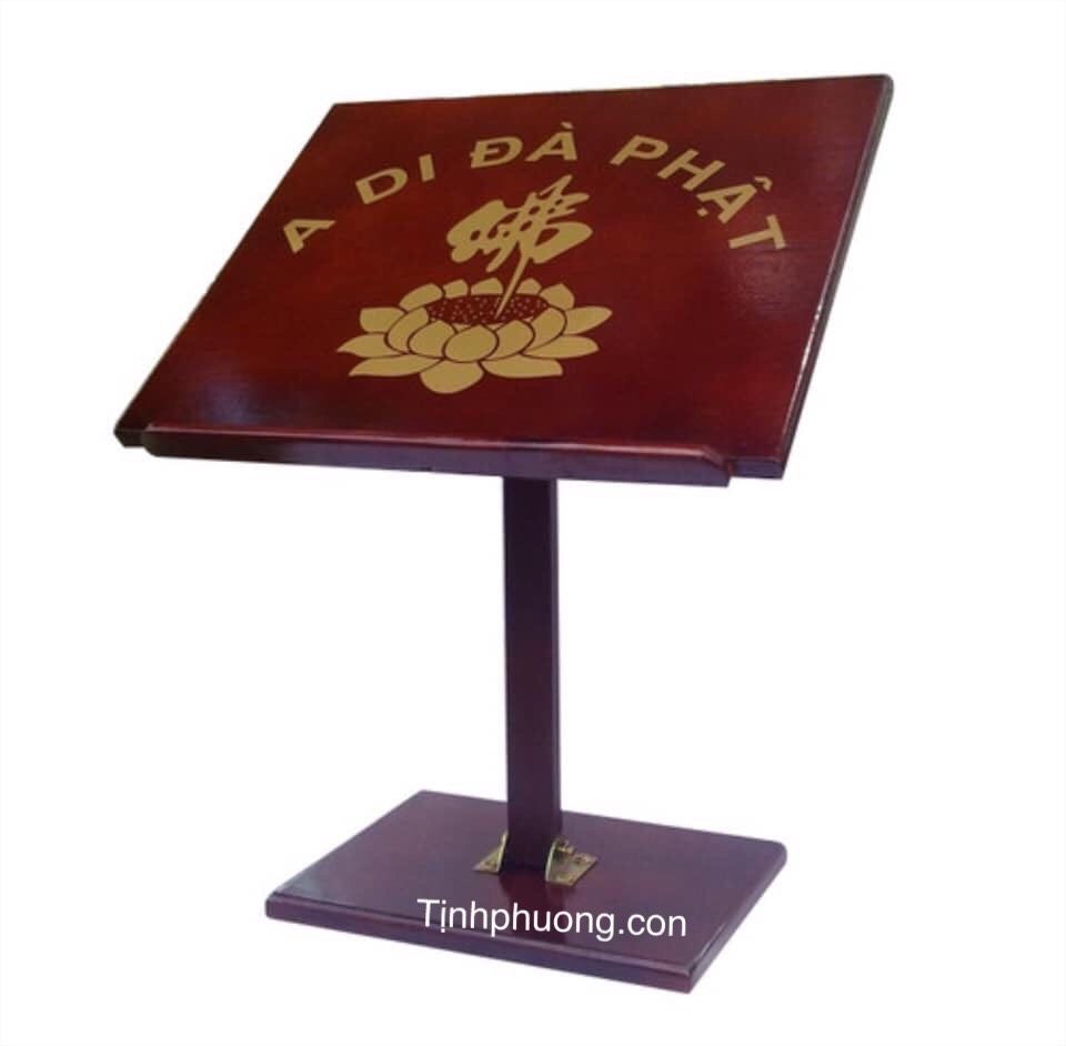 Kệ đọc Kinh gỗ MDF Phun sơn Nâu có in chữ A DI ĐÀ PHẬT HAI16771