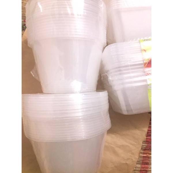 Lốc 10 cái hộp nhựa chữ nhật/ hộp nhựa tròn kèm nắp dùng để đựng thực phẩm, dùng được trong lò vi sóng