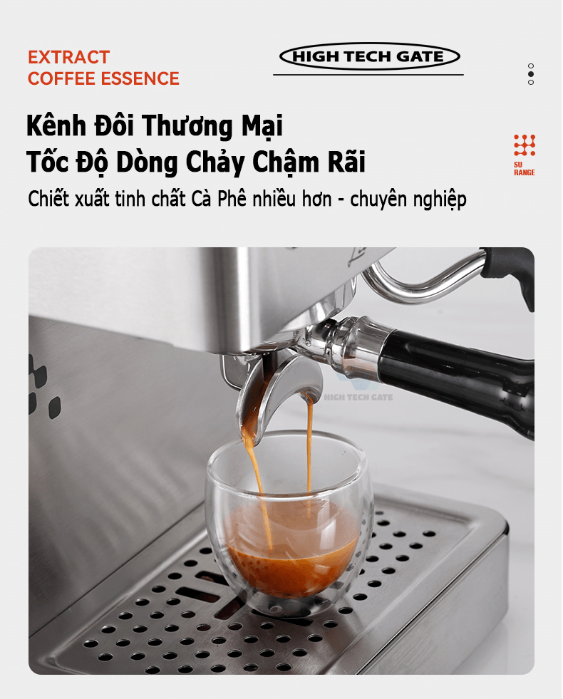 Máy Pha Cà Phê Espresso Gemilai CRM3007I Chuyên Nghiệp Thương Mại, Kiểm Soát Nhiệt Độ Pha Tùy Ý, Pha Cafe Espresso 58mm, Định Lượng Tùy Ý, Hàng Chính Hãng