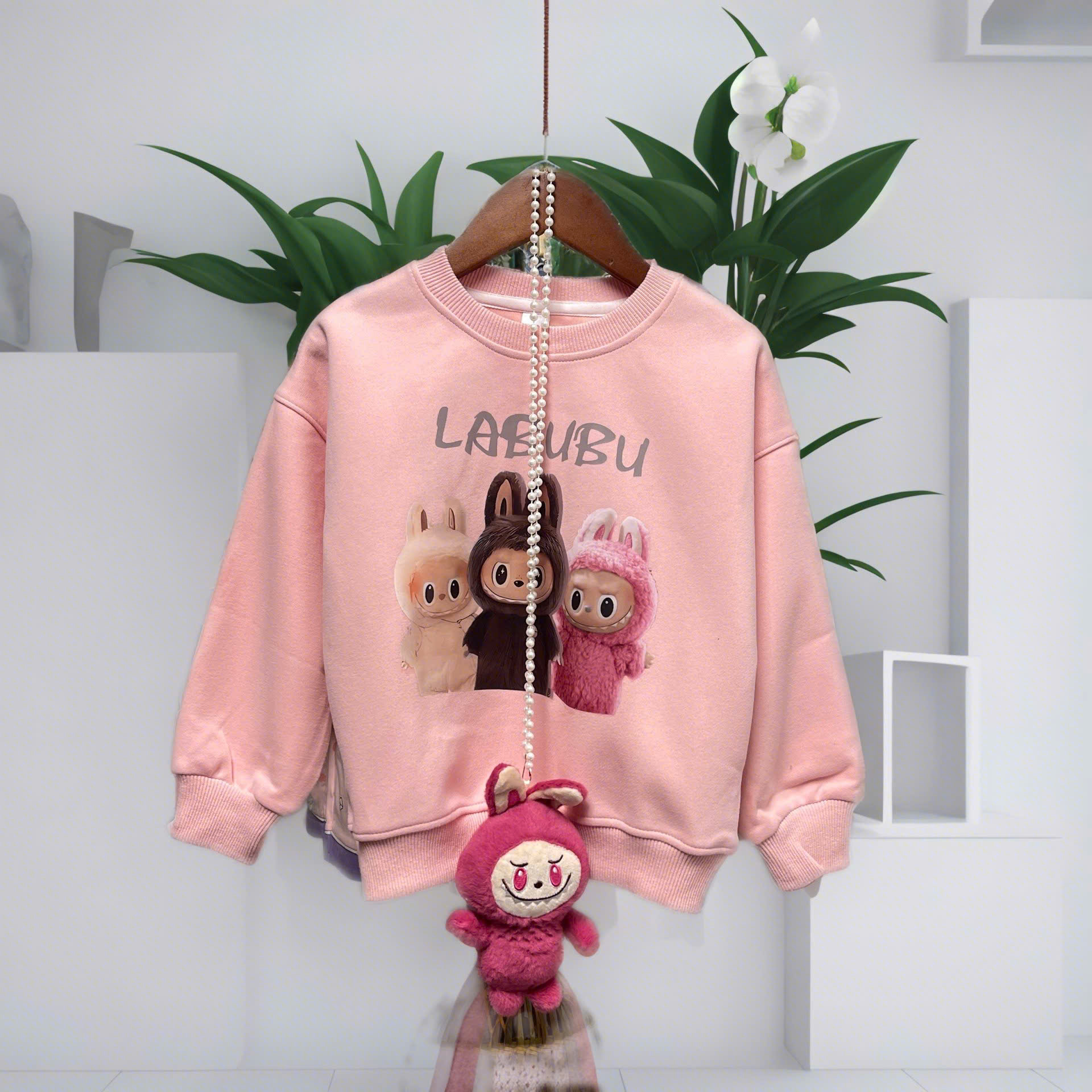 Áo nỉ bé gái cổ tròn tặng túi 4-10 tuổi hình kuromi và thỏ chất liệu cao cấp kiểu dáng thời trang