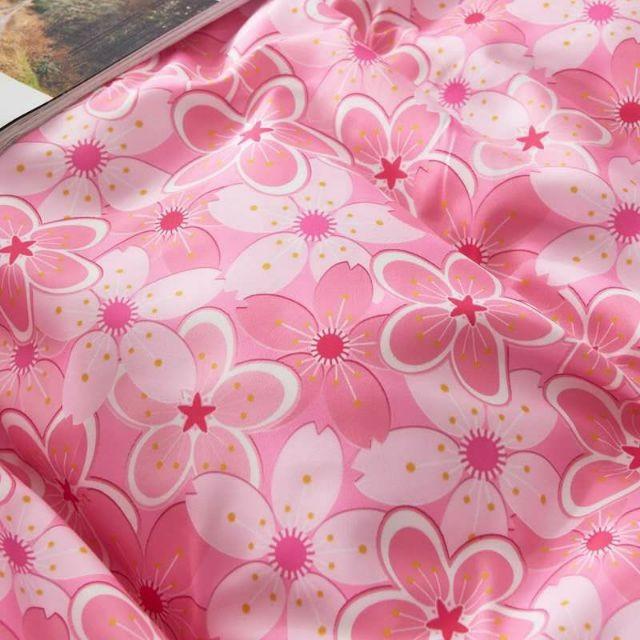 Bộ Chăn Ga Gối Cotton Hoa Đào Hồng