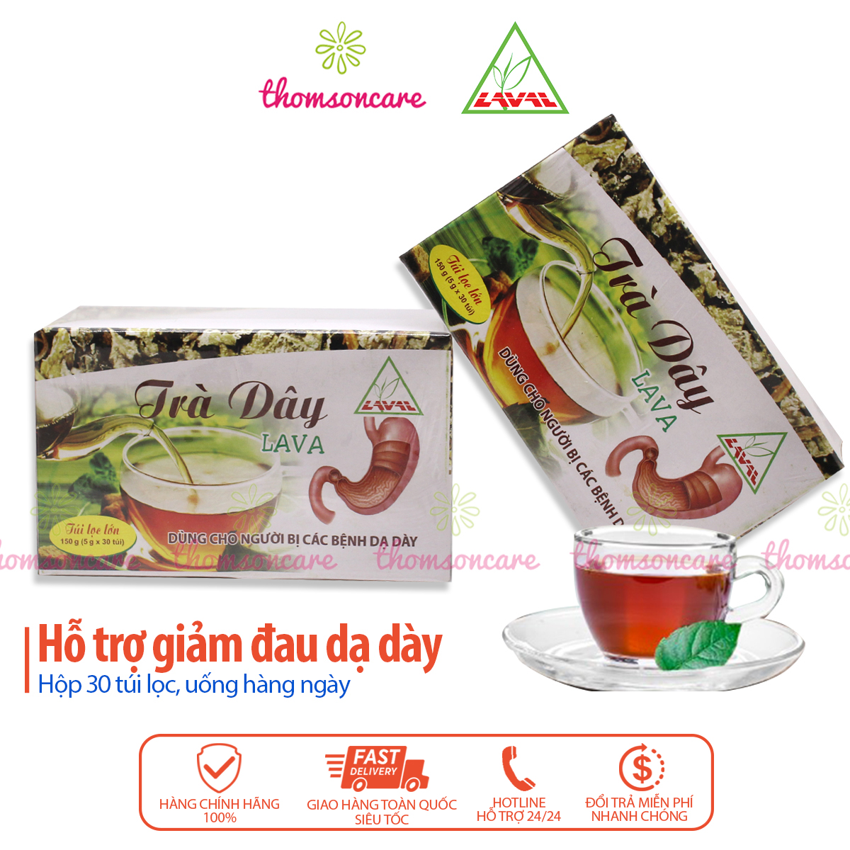 Trà dây Lava dạng túi lọc - Hỗ trợ giảm đau, viêm loét dạ dày, mát gan - Chính hãng