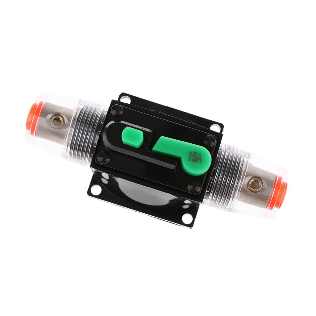 2Pcs 15Amp In-Line Circuit Breaker Stereo Audio Car RV Fuse Holder 12-32V