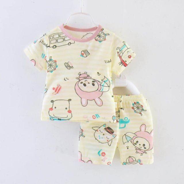 Bộ cotton tre hàng xuất chất đẹp cho bé gái