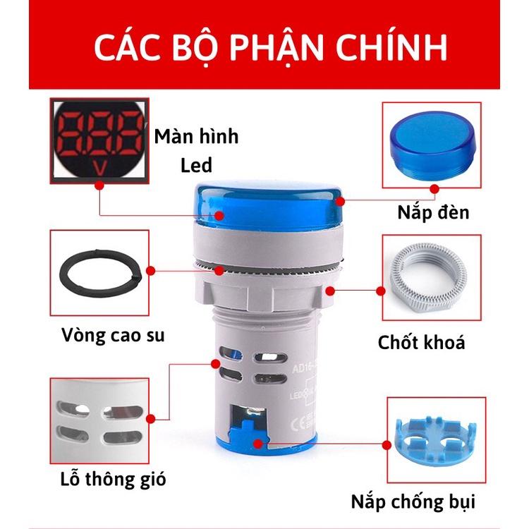 Đèn báo volt phi 22 loại tốt, đèn báo vôn hiển thị điện áp